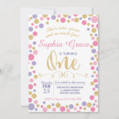 Première 1ère Invitation d'anniversaire de fille (Devant)