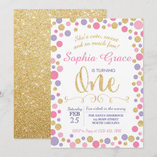 Première 1ère Invitation d'anniversaire de fille