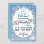 Première Anniversaire Hiver Onederland Invitation (Devant / Derrière)