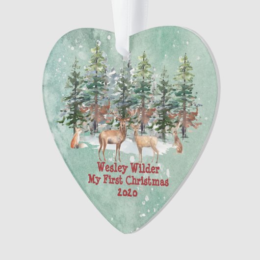 Première aquarelle rustique de Noël du bébé (devant)