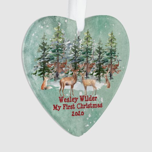 Première aquarelle rustique de Noël du bébé (devant)