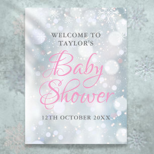 Première Baby shower de flocons de neige Affiche d
