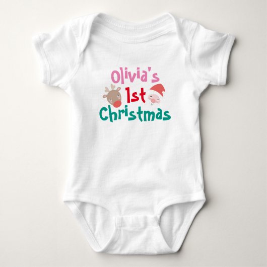 Première barboteuse de bébé de Noël d'Olivia (Devant)