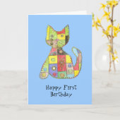 Première carte d'anniversaire avec le chat de (Fleur jaune)
