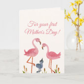 Première carte de flamingo pour la fête des mères (Fleur jaune)