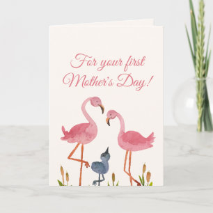Première carte de flamingo pour la fête des mères