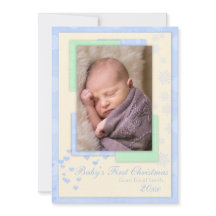 Première carte de Noël de Noël du bébé (garçon)
