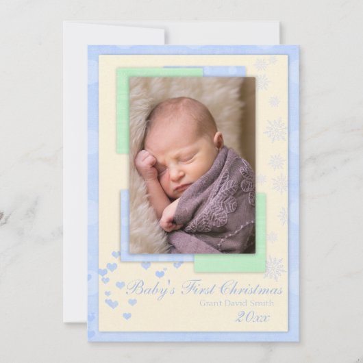 Première carte de Noël de Noël du bébé (garçon) (Devant)