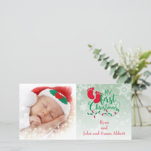 Première carte de Noël du bébé (Debout devant)