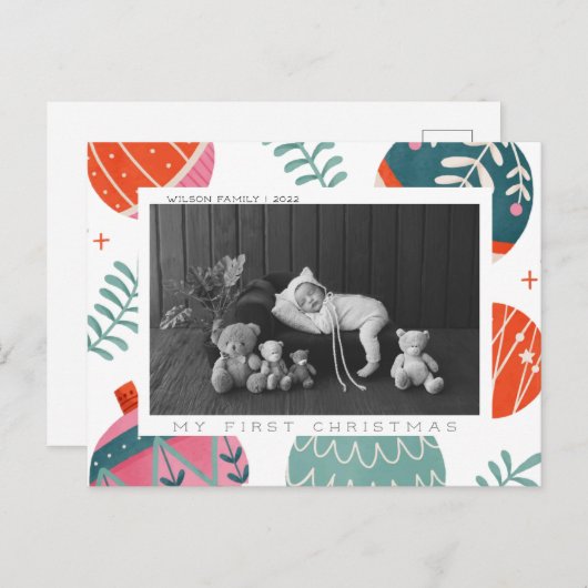 Première carte de Noël du bébé (Devant / Derrière)