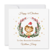 Première carte de Noël Jungle Lion Wire