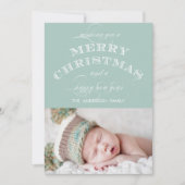 PREMIÈRE CARTE DE NOËL PHOTO COULEUR MINT (Devant)