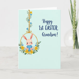 Première carte de Pâques lapin petit-fils