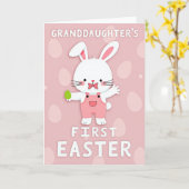 Première carte de Pâques Petit Lapin (Fleur jaune)