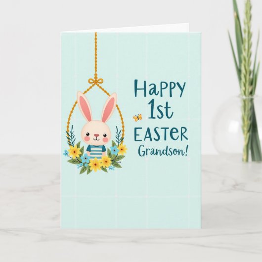 Première carte de Pâques pour petit-fils Lapin (Devant)