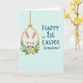 Première carte de Pâques pour petit-fils Lapin (Fleur jaune)