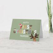 Première carte de voeux de rennes de Noël pour béb (Devant)