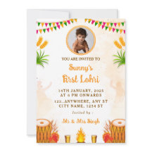 Première carte d'invitation Lohri, carte de partie