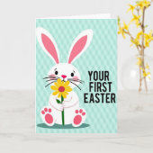 Première carte douce de Pâques de lapin (Fleur jaune)