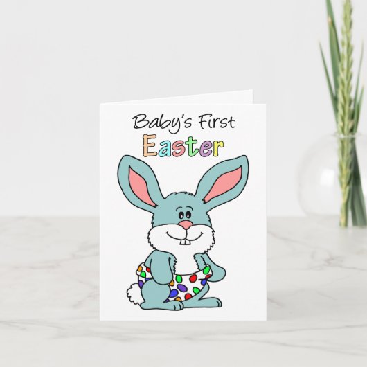 Première carte lapin mignonne de Pâques pour bébé (Devant)