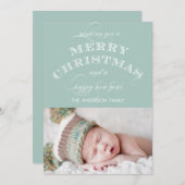 PREMIÈRE CARTE PHOTO DE NOËL MINT VERT (Devant / Derrière)