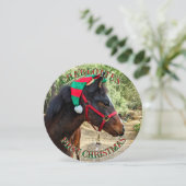 Première carte ronde du Cheval de Noël du bébé (Debout devant)