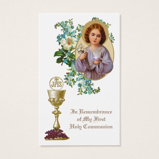 PREMIÈRE CARTE SAINTE-COMMUNAUTÉ EUCHARISTE PRIÈRE (Devant)