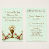 PREMIÈRE CARTE SAINTE COMMUNION EUCHARIST PRAYER (Devant & derrière)