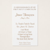 PREMIÈRE CARTE SAINTE COMMUNION EUCHARIST PRAYER (Dos)