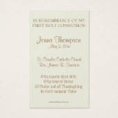PREMIÈRE CARTE SAINTE COMMUNION EUCHARIST PRAYER (Dos)