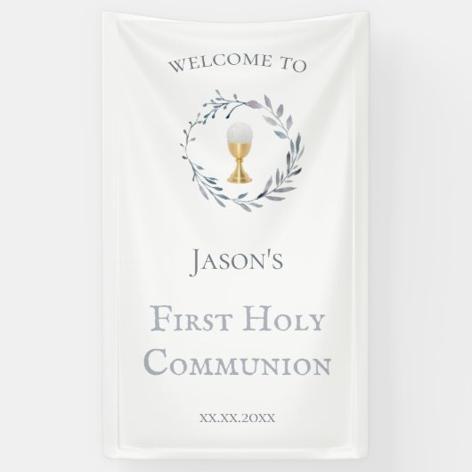 Première Communion catholique garçon Bannière (Vertical)