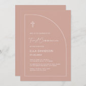 Première communion d'Arc rose Invitation pour les  (Devant / Derrière)