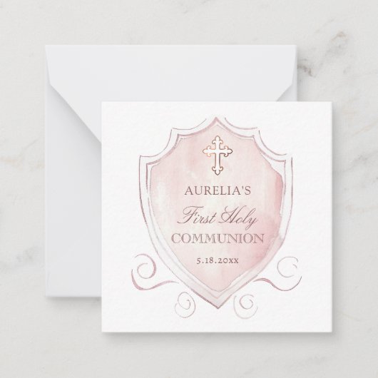 Première communion de crête rose Mini Carte de rem (Devant)