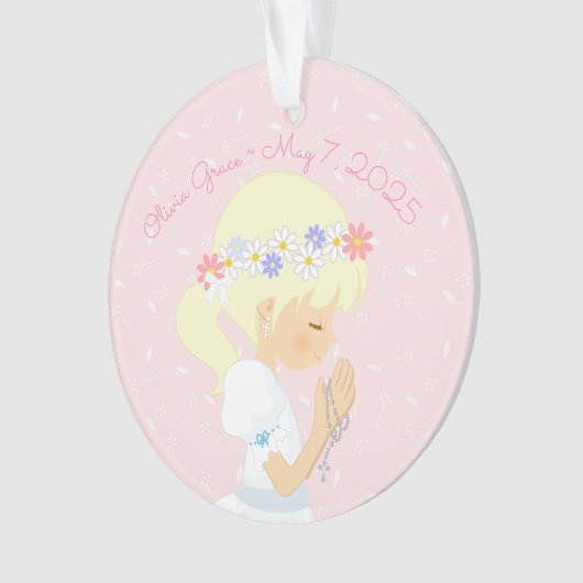 Première communion de fille de perles blondes de (devant)