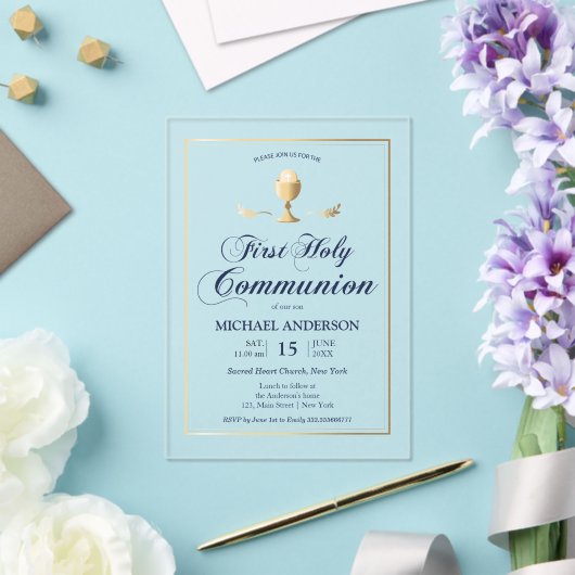 Première communion d'or Élégante invitation (Insitu (Mariage))