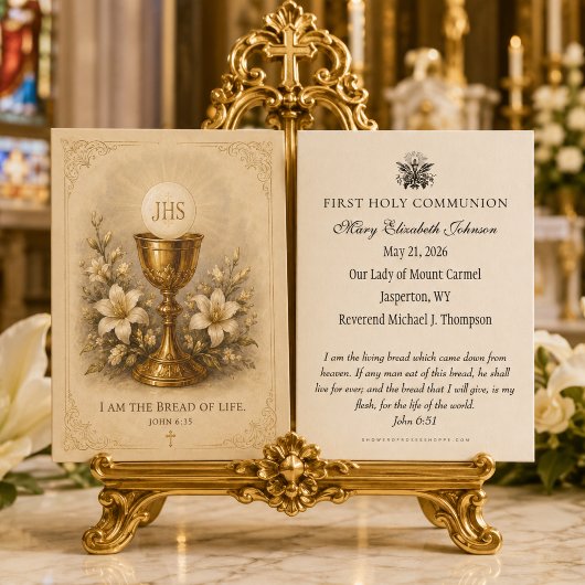 Première communion élégante au lys eucharistique