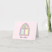 Première communion en verre teint rose Merci Note
