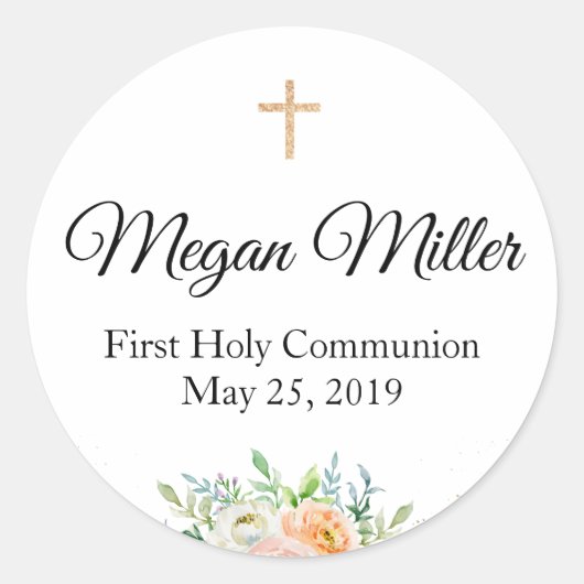 Première communion Favoriser Sticker verdureFloral (Devant)