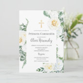 Première communion florale blanche Invitation espa (Debout devant)