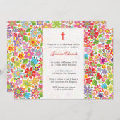 Première communion florale brillante Invitations p (Devant / Derrière)