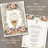 Première Communion Florale Invitation