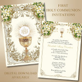 Première Communion Florale Invitation