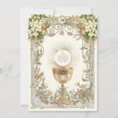 Première Communion Florale Invitation (Devant)