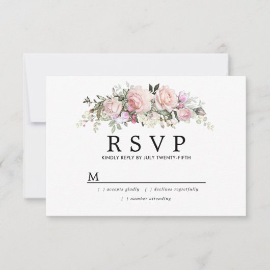 Première communion florale rose rousse RSVP (Devant)