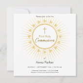Première Communion Gold avec Croix, Invitation (Devant)