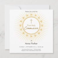 Première Communion Gold avec Croix, Invitation