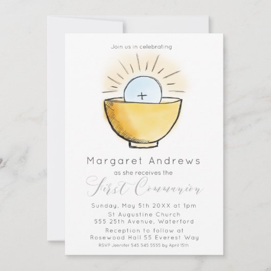 Première communion intime Invitation religieuse (Devant)