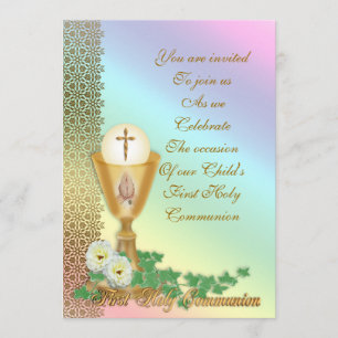 Première communion Invitation arc-en-ciel