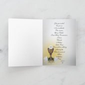 Première communion invitation Chalice sur bleu (Intérieur)