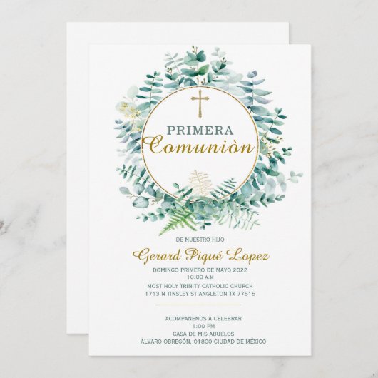 Première communion invitation imprimable (Devant / Derrière)